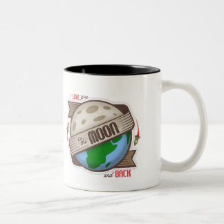 De Café Em Dois Tons Eu te amo à lua e à parte traseira - caneca