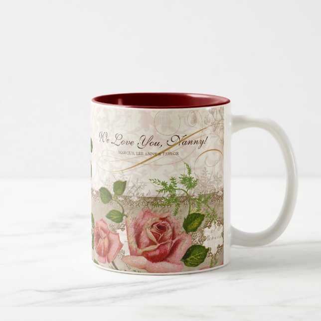 De Café Em Dois Tons Eu te amo baby-sitter, caneca inglesa dos rosas do (Direita)