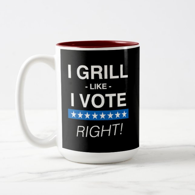 De Café Em Dois Tons "EU VOTO COMO EU... CERTO!" Caneca (Esquerda)
