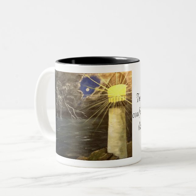 De Café Em Dois Tons Farol através da caneca da tempestade (Frente Esquerda)