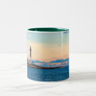 De Café Em Dois Tons Farol na caneca do por do sol