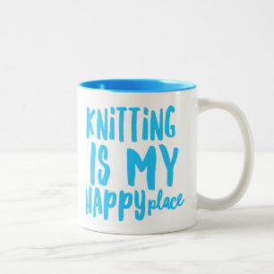 De Café Em Dois Tons Fazer malha é meu lugar feliz caneca do Dois-Tom