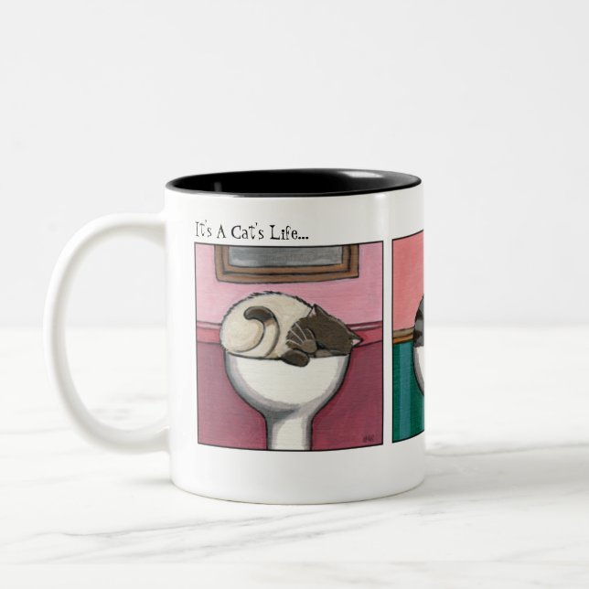 De Café Em Dois Tons Felicidade v.1 do banheiro - caneca do gato (Esquerda)