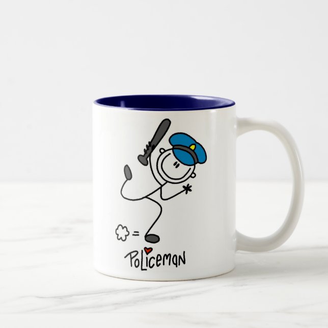 De Café Em Dois Tons Figura caneca da vara do agente da polícia (Direita)