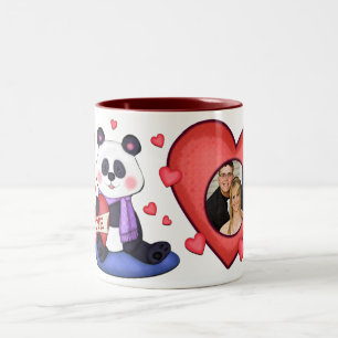 De Café Em Dois Tons Foto do amor da panda dos namorados & caneca
