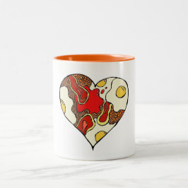 De Café Em Dois Tons Fritada acima da caneca do coração