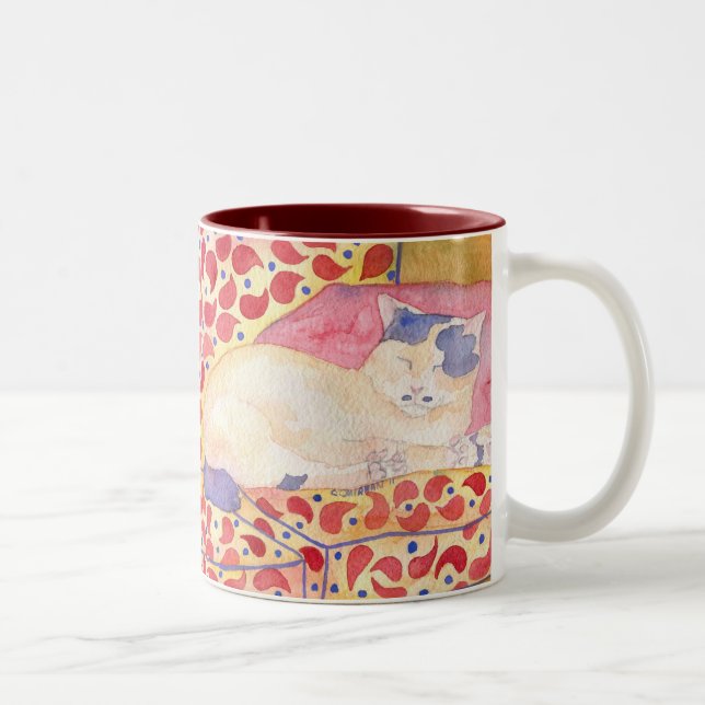 De Café Em Dois Tons Gato colorido na caneca do sofá (Direita)