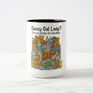 De Café Em Dois Tons Gato Louco Lady 2 Caneca Toned