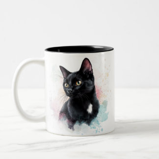 De Café Em Dois Tons Gato preto caneca adicione seu próprio texto