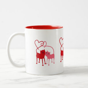 De Café Em Dois Tons Gatos dos namorados - caneca da bebida