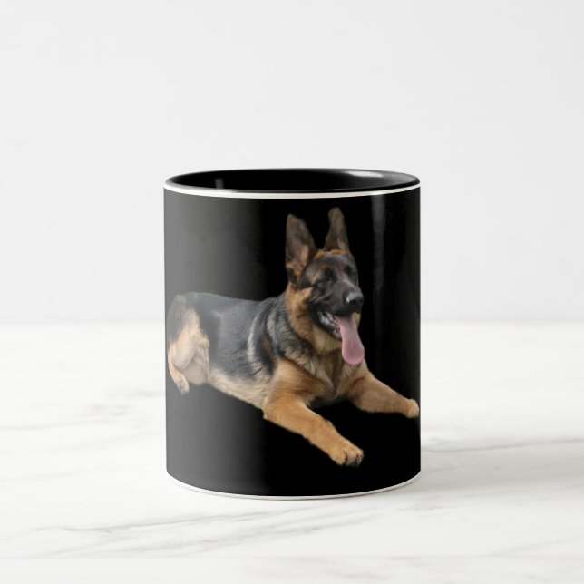 De Café Em Dois Tons German shepherd na caneca preta (Centro)