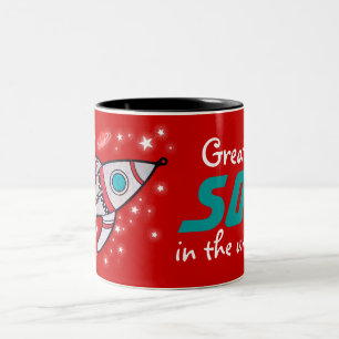 De Café Em Dois Tons "Grande FILHO no universo" caneca vermelha