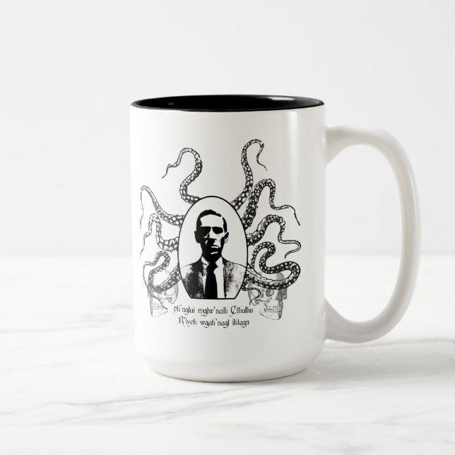 De Café Em Dois Tons H.P. Lovecraft Caneca da desgraça (Direita)