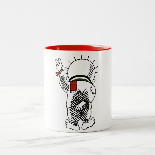 De Café Em Dois Tons Handala (miúdo palestino) na caneca (Centro)