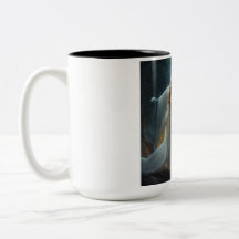 Harmonia Majestosa: Caneca Impressa com Leão e Anj