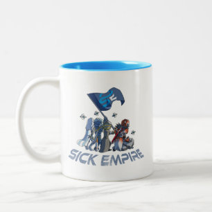 De Café Em Dois Tons Império doente - caneca 1 da bandeira do destino