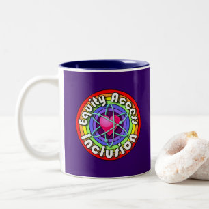 De Café Em Dois Tons Inclusão do acesso da equidade: Caneca da ciênci