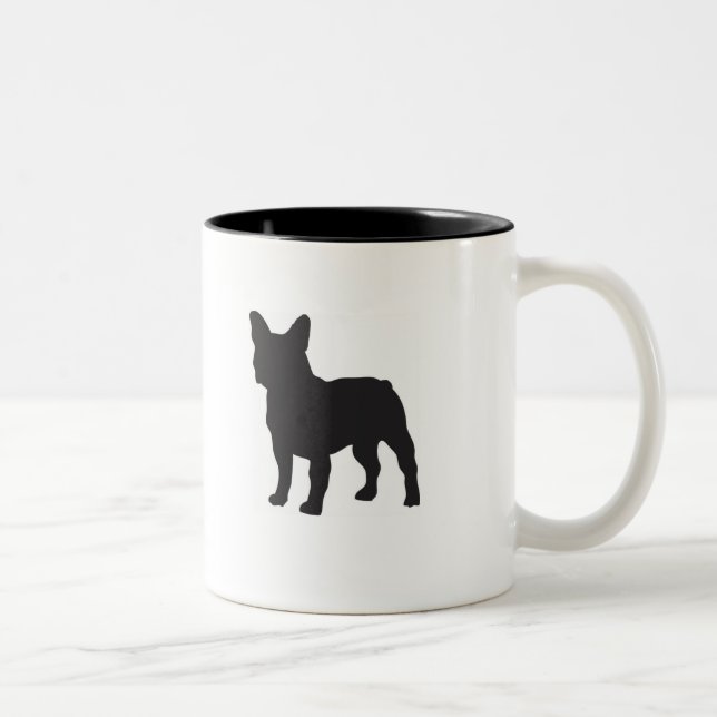 De Café Em Dois Tons Intimidação! Caneca preta do buldogue francês (Direita)