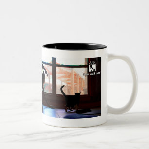 De Café Em Dois Tons Ioga com caneca dos gatos