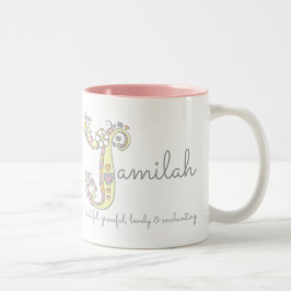 De Café Em Dois Tons Jamilah decorativo ou nome J significando caneca