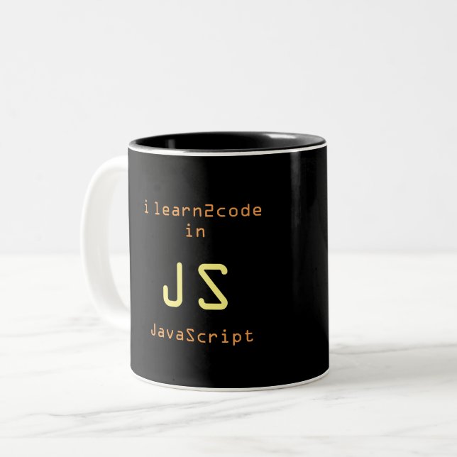 De Café Em Dois Tons Javascript Ninja 1 caneca preta (Frente Esquerda)