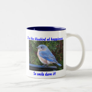De Café Em Dois Tons JJ- Bluebird da caneca da felicidade