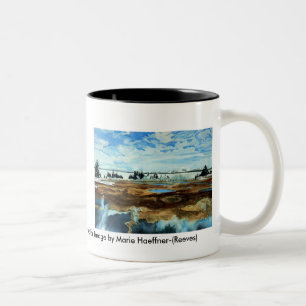De Café Em Dois Tons Lago Yellowstone na caneca do inverno
