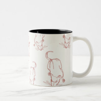 De Café Em Dois Tons Linha abstrata caneca do rato do trabalho