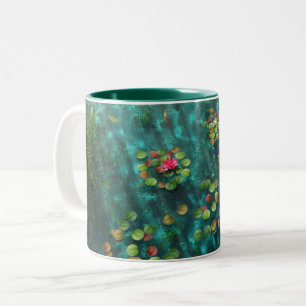 De Café Em Dois Tons Lírios na caneca d'água