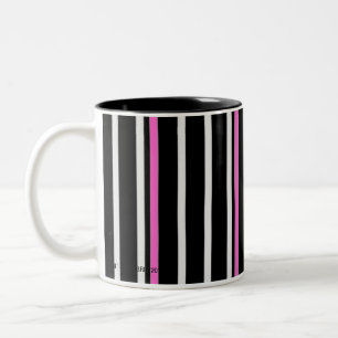 De Café Em Dois Tons Listra - preto/rosa - caneca