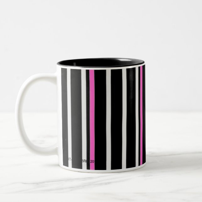 De Café Em Dois Tons Listra - preto/rosa - caneca (Esquerda)