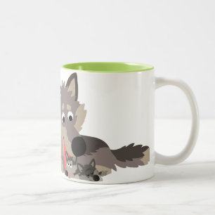 De Café Em Dois Tons Lobo bonito do pai dos desenhos animados e caneca