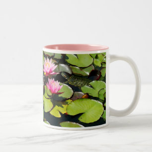De Café Em Dois Tons Lotus/Lilypads & caneca da tartaruga