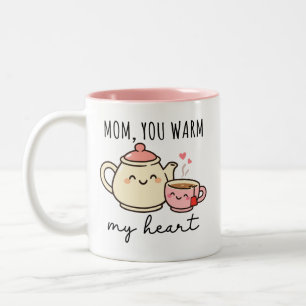 De Café Em Dois Tons Mamãe, você aquece meu coração - Caneca do Dia das