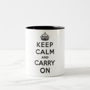 De Café Em Dois Tons Mantenha a calma e continue - caneca - o preto -