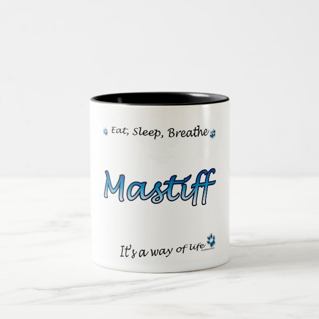 De Café Em Dois Tons Mastiff Respira a caneca azul (Centro)