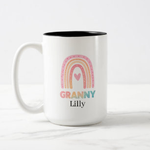 De Café Em Dois Tons Melhor Caneca Arco-íris da Vovó Personalizada, Pre