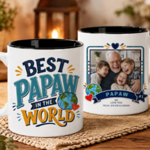 De Café Em Dois Tons Melhor Papaw do Mundo Caneca com Foto