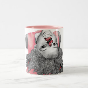 De Café Em Dois Tons Menina cor-de-rosa 2 - caneca