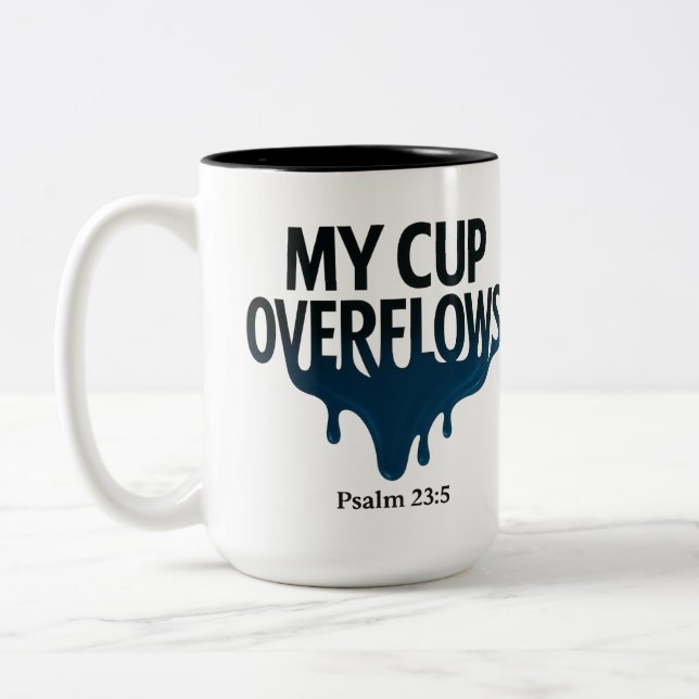 De Café Em Dois Tons Meu Cáliz Transborda Caneca Salmo 23:5 (Esquerda)
