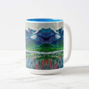 De Café Em Dois Tons Montanhas do Alasca e caneca Fireweed 15oz