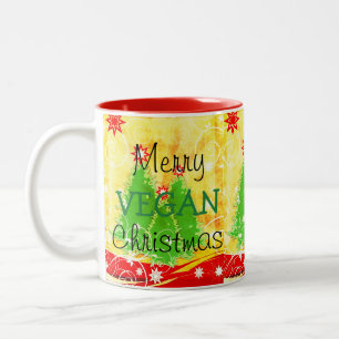 De Café Em Dois Tons Natal alegre do Vegan, caneca do Natal para o