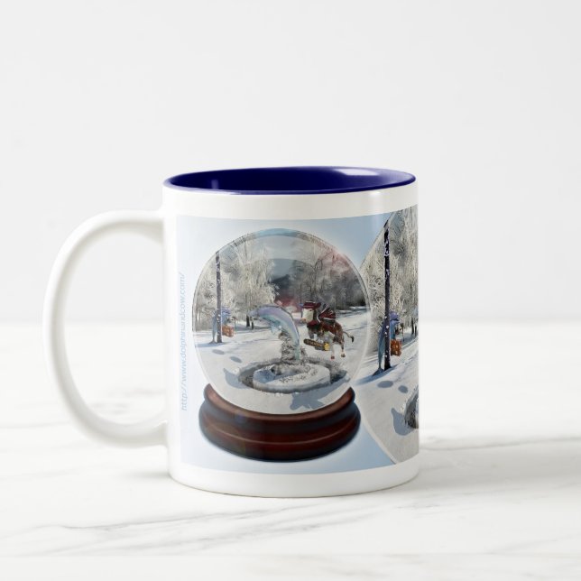 De Café Em Dois Tons Natal azul - caneca (Esquerda)