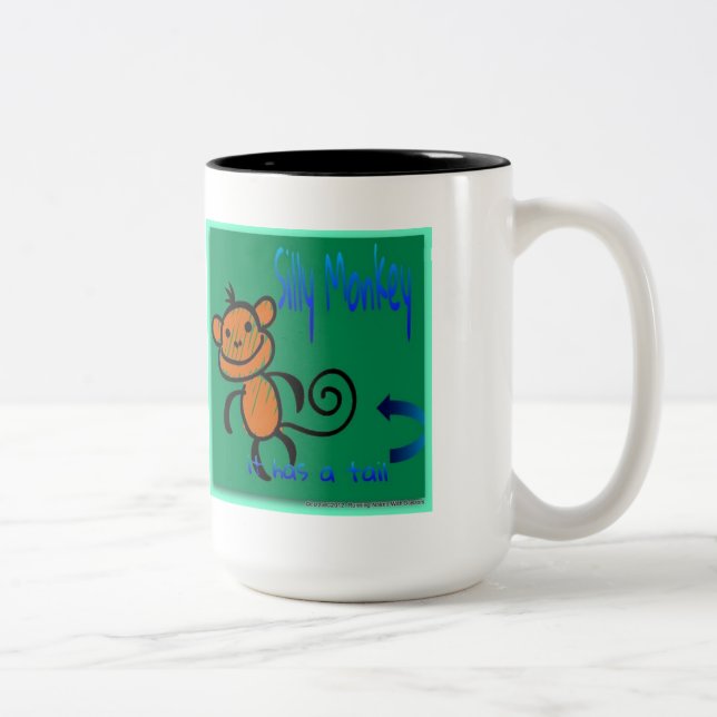 De Café Em Dois Tons Nenhuma cauda? Não um macaco - caneca (Direita)