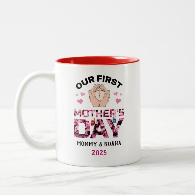 De Café Em Dois Tons Nossa Caneca do Primeiro Dia das Mães, Caneca Pers (Esquerda)