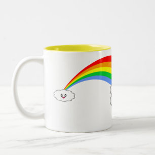 DE CAFÉ EM DOIS TONS NUVENS ARCO-ÍRIS KAWAII CANECA ADORÁVEL