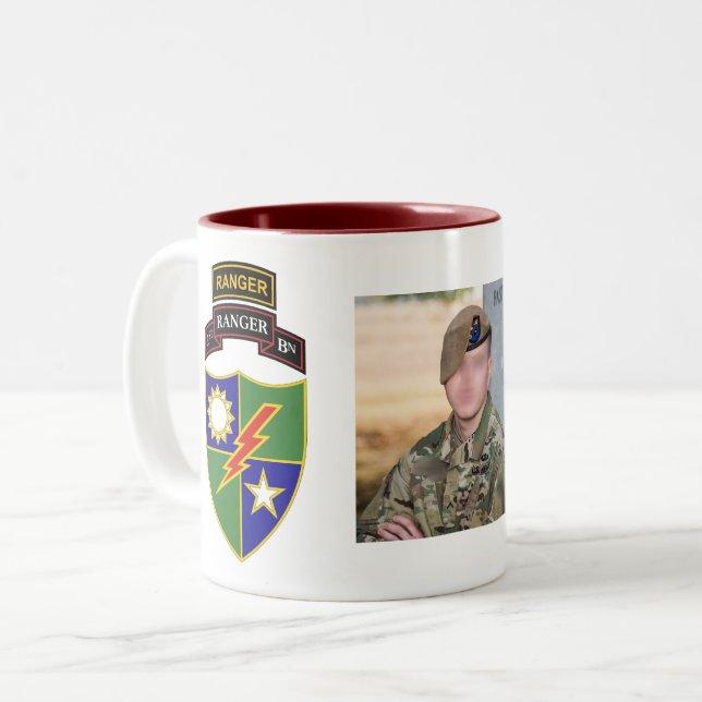 De Café Em Dois Tons ø batalhão - 75th guarda florestal w/Tab - caneca (Frente Esquerda)