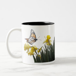 De Café Em Dois Tons O Daffodil floresce a caneca