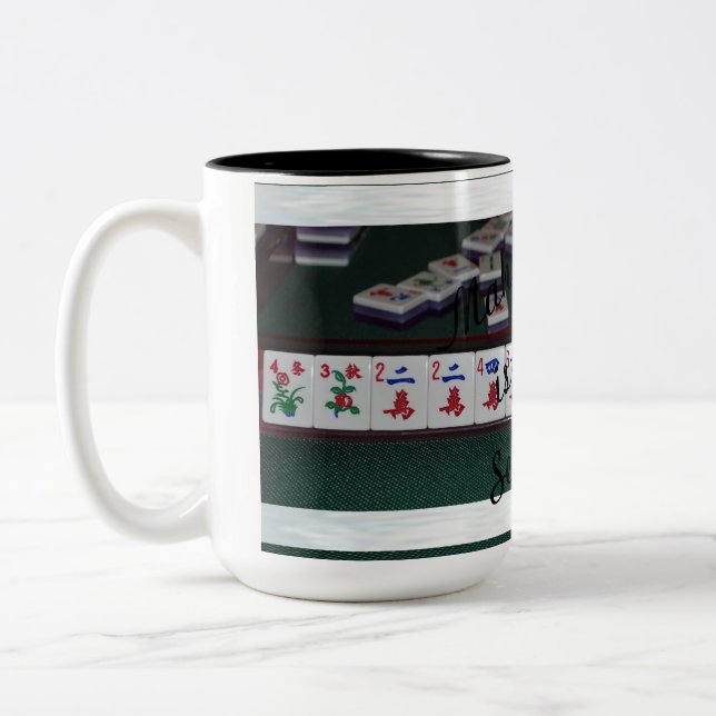 De Café Em Dois Tons o jongg do mah é caneca séria! (Esquerda)