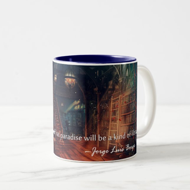 De Café Em Dois Tons O paraíso é um tipo da caneca da biblioteca (Frente Esquerda)